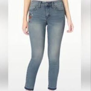NYDJ Alina Embroidered Floral Light Blue Ankle Jeans
